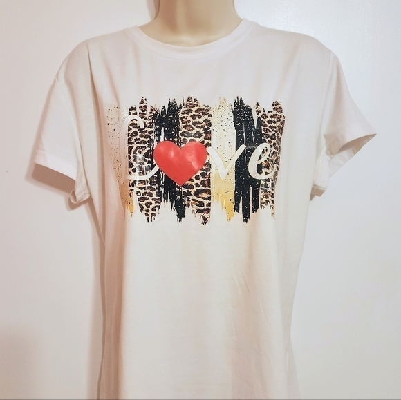 Shein Love Graphic Tee Boat Neck Knit Top Bundle White Extra Large - Picture 5 of 10